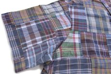 画像6: 00s ラルフローレン CLASSIC FIT マドラスチェック パッチワーク ボタンダウン 半袖 コットンシャツ XL★インド綿 (6)