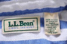 画像4: 90s USA製 L.L.Bean COOL WEAVE ストライプ 半袖 コットンシャツ 青×白 L-R (4)