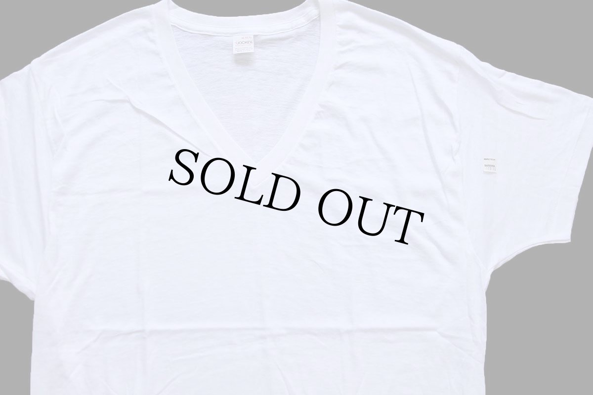 画像4: デッドストック★80s USA製 JOCKEY 無地 Vネック コットンTシャツ 白 XL (4)