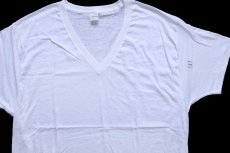 画像4: デッドストック★80s USA製 JOCKEY 無地 Vネック コットンTシャツ 白 XL (4)