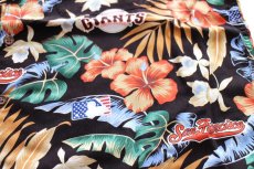 画像5: ハワイ製 Reyn SPOONER レインスプーナー MLB San Francisco GIANTS ハイビスカス×リーフ柄 レーヨン アロハシャツ L (5)