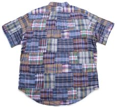 画像2: 00s ラルフローレン CLASSIC FIT マドラスチェック パッチワーク ボタンダウン 半袖 コットンシャツ XL★インド綿 (2)