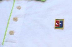 画像5: 90s NIKEナイキ テニス パッチ&刺繍入り 蛍光 マルチカラー 切り替え コットン ポロシャツ L (5)