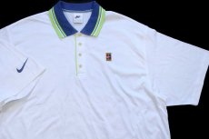 画像3: 90s NIKEナイキ テニス パッチ&刺繍入り 蛍光 マルチカラー 切り替え コットン ポロシャツ L (3)