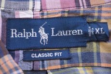 画像4: 00s ラルフローレン CLASSIC FIT マドラスチェック パッチワーク ボタンダウン 半袖 コットンシャツ XL★インド綿 (4)
