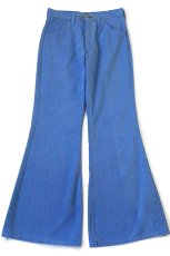 画像2: 70s Wranglerラングラー ベルボトム カラーデニムパンツ 青 W27 (2)