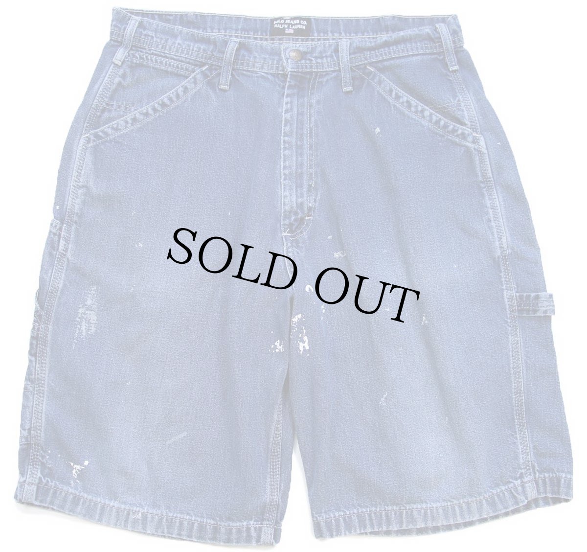 画像1: 00s POLO JEANS ポロ ジーンズ ラルフローレン ペンキ飛び デニム ペインター ショートパンツ 32★ショーツ (1)