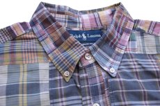 画像5: 00s ラルフローレン CLASSIC FIT マドラスチェック パッチワーク ボタンダウン 半袖 コットンシャツ XL★インド綿 (5)