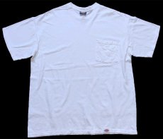 画像2: 90s USA製 Dickiesディッキーズ 無地 コットン ポケットTシャツ 白 XL (2)