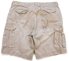 画像2: 00s ポロ ラルフローレン ペイント&ペンキ ビンテージ加工 コットン カーゴ ショートパンツ カーキ 36★ショーツ (2)
