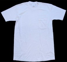 画像2: 90s USA製 JCPenney TOWNCRAFT 無地 コットン ポケットTシャツ 白 M (2)