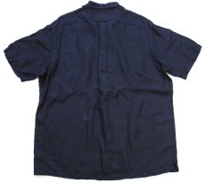 画像2: 00s ポロ ラルフローレン ワンポイント 半袖 オープンカラー リネン×シルクシャツ 黒 XL (2)