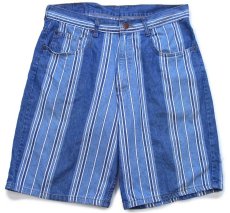 画像1: 90s USA製 ARIZONA JEAN ランダムストライプ デニム ショートパンツ 32★ショーツ (1)