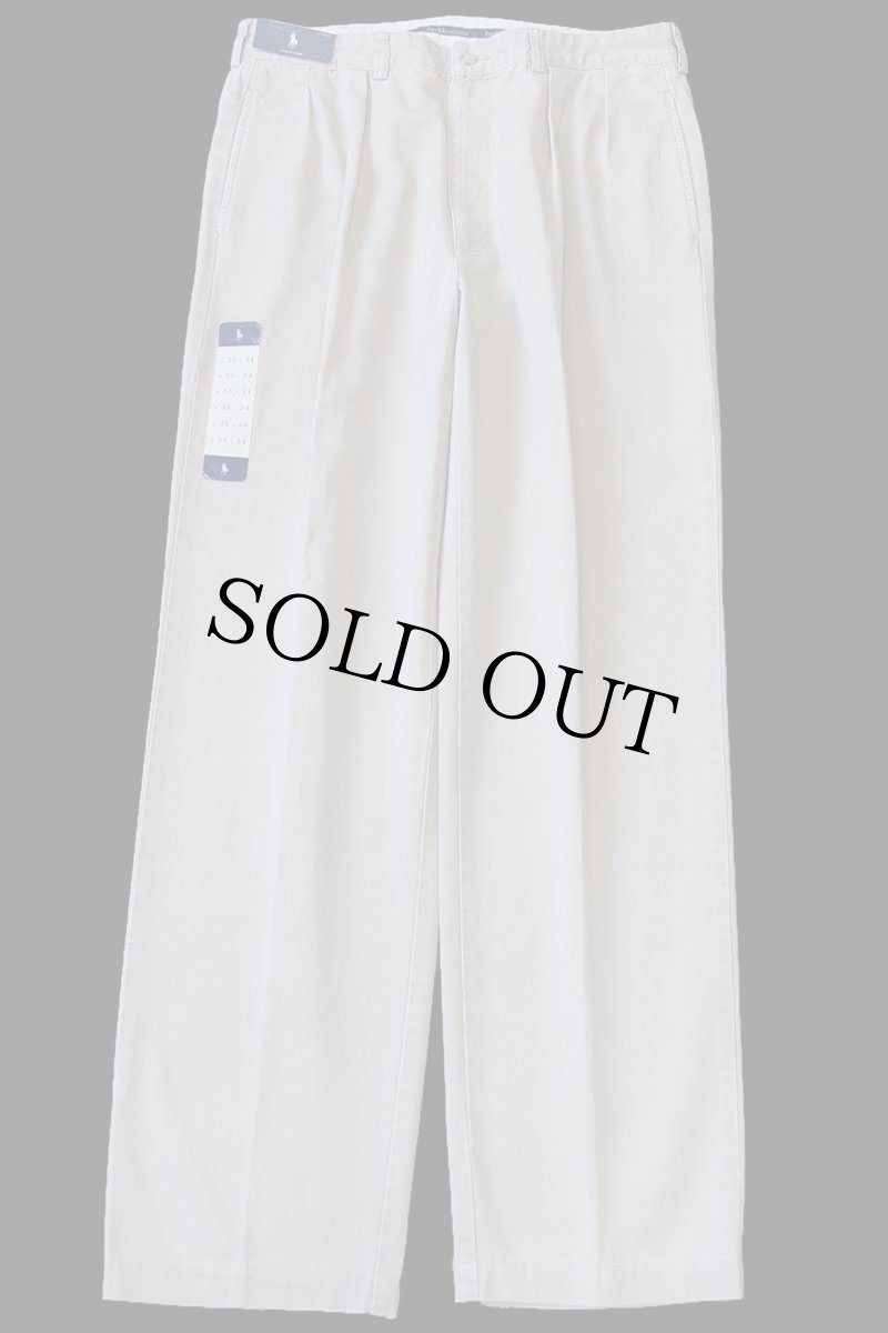 画像2: デッドストック★90s メキシコ製 ポロ ラルフローレン ANDREW PANT ツータック コットン チノパン カーキ W35 L34 (2)