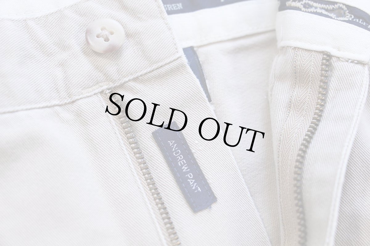 画像7: デッドストック★90s メキシコ製 ポロ ラルフローレン ANDREW PANT ツータック コットン チノパン カーキ W35 L34 (7)