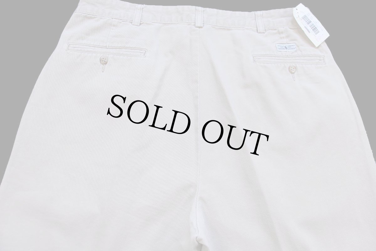 画像5: デッドストック★90s メキシコ製 ポロ ラルフローレン ANDREW PANT ツータック コットン チノパン カーキ W35 L34 (5)