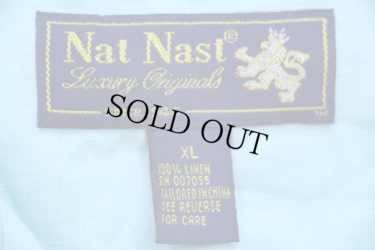 画像4: Nat Nast 無地 半袖 オープンカラー リネンシャツ ライトブルー XL (4)