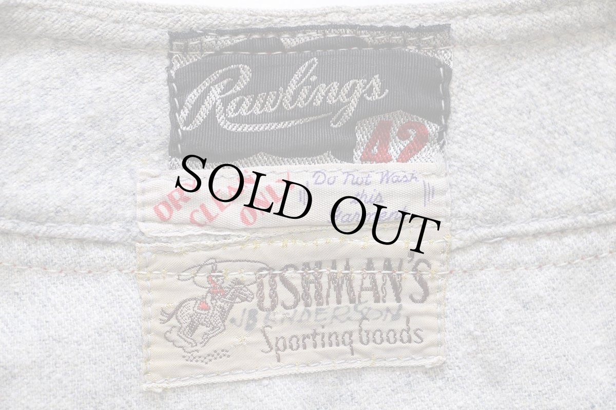 画像4: 50s Rawlings OSHMAN'S SWEENY パッチ付き 13 ナンバリング ウール ベースボールシャツ 42 (4)