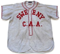 画像1: 50s Rawlings OSHMAN'S SWEENY パッチ付き 13 ナンバリング ウール ベースボールシャツ 42 (1)
