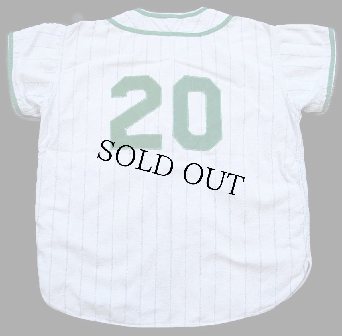 画像2: 60s Southland 7up パッチ付き 20 ナンバリング ピンストライプ コットン ベースボールシャツ ボーイズL (2)