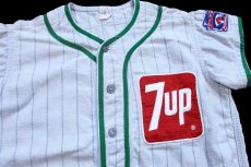 画像3: 60s Southland 7up パッチ付き 20 ナンバリング ピンストライプ コットン ベースボールシャツ ボーイズL (3)