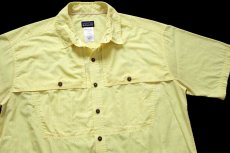画像3: 00s patagoniaパタゴニア Island Hopper Shirt ストライプ 半袖 オーガニックコットン混 シャツ 黄 L (3)