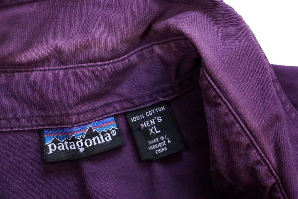 90s patagoniaパタゴニア 無地 半袖 コットンシャツ 紫 XL - Sixpacjoe