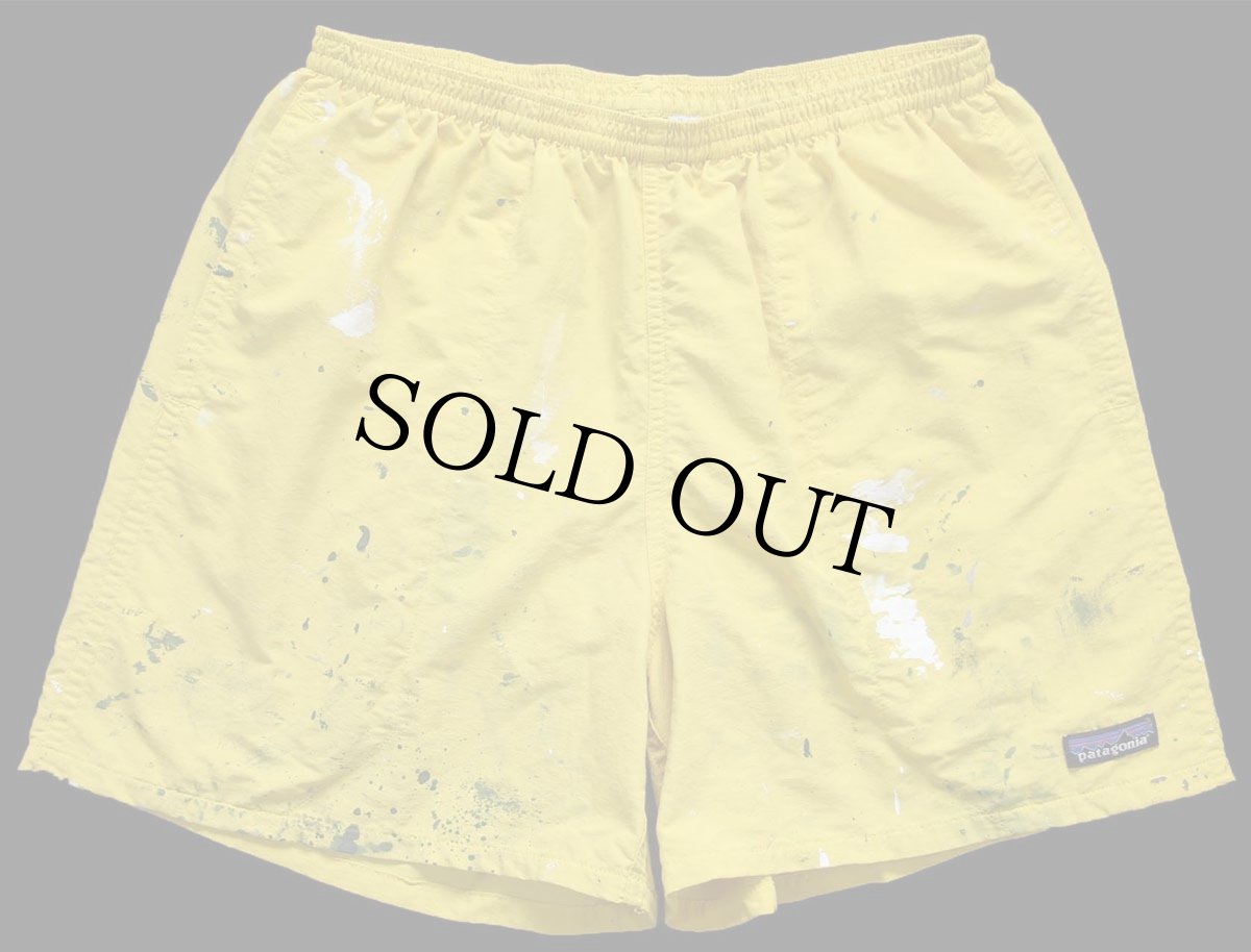 画像1: patagoniaパタゴニア BAGGIES SHORTS ペンキ飛び ナイロン バギーズショーツ イエロー M★ショートパンツ (1)