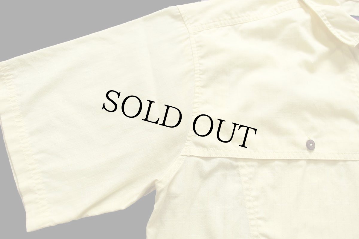 画像6: 00s patagoniaパタゴニア Island Hopper Shirt ストライプ 半袖 オーガニックコットン混 シャツ 黄 L (6)