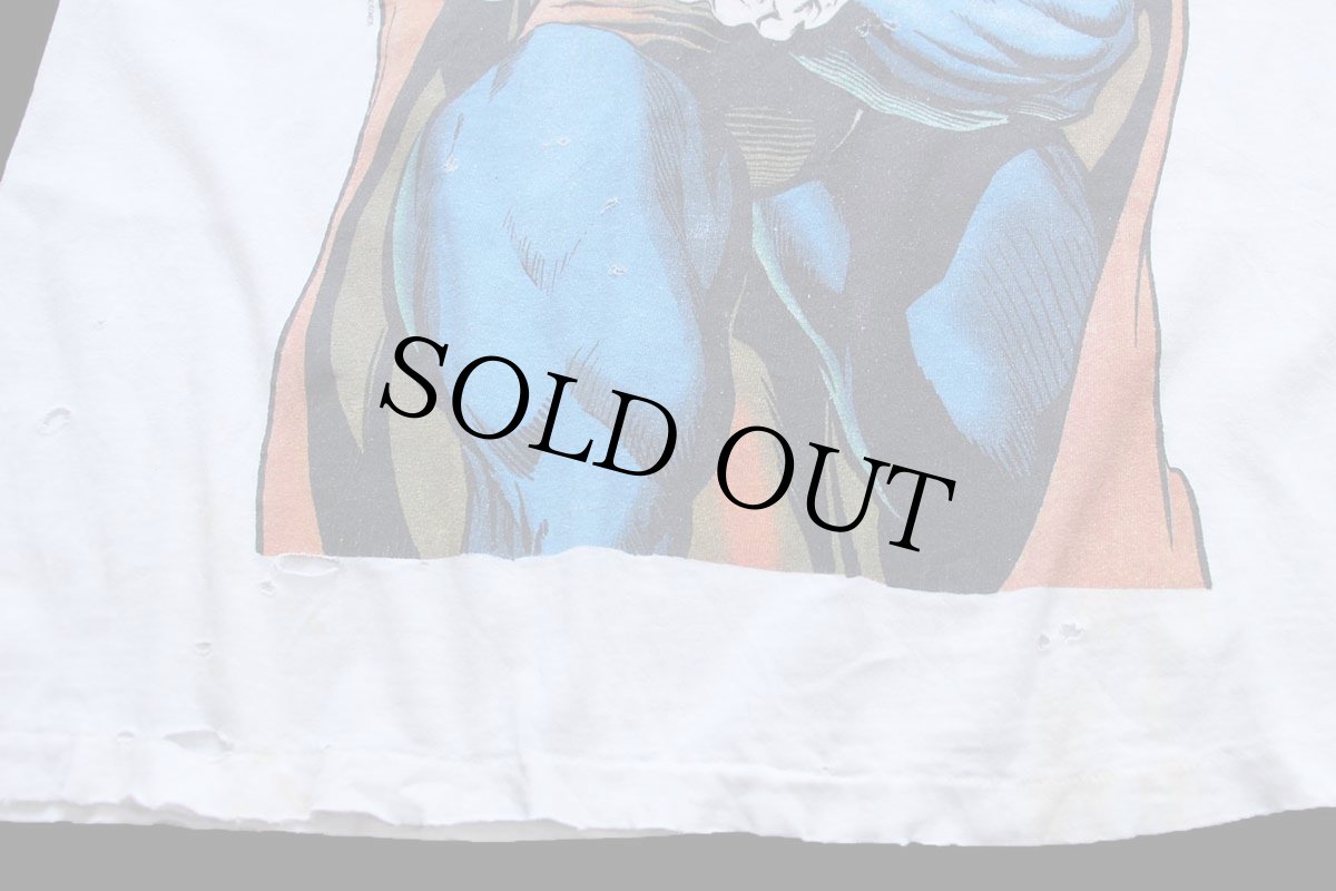 画像7: 90s Hanes Superman スーパーマン Doomsday 両面プリント コットンTシャツ ボロ 白 XL (7)