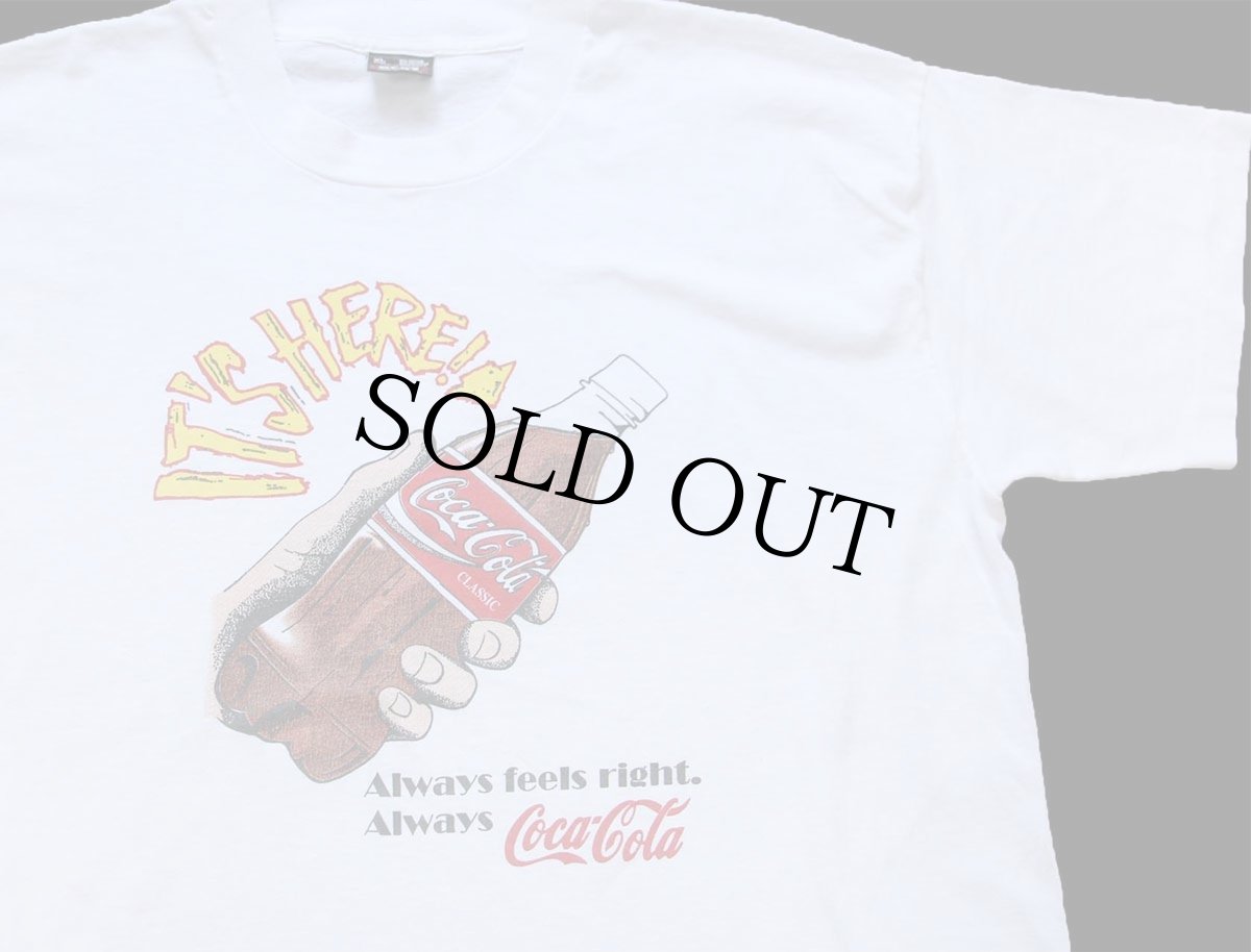 画像1: 90s USA製 IT'S HERE! Always feels right. Coca-Colaコカコーラ Tシャツ 白 XL (1)