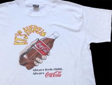 画像1: 90s USA製 IT'S HERE! Always feels right. Coca-Colaコカコーラ Tシャツ 白 XL (1)