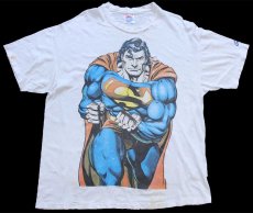 画像1: 90s Hanes Superman スーパーマン Doomsday 両面プリント コットンTシャツ ボロ 白 XL (1)