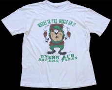 画像2: 90s USA製 ARTEX WHERE IN THE WORLD AM I ? DYESS AFB ABILENE, TEXAS タズマニアンデビル Tシャツ 白 L (2)