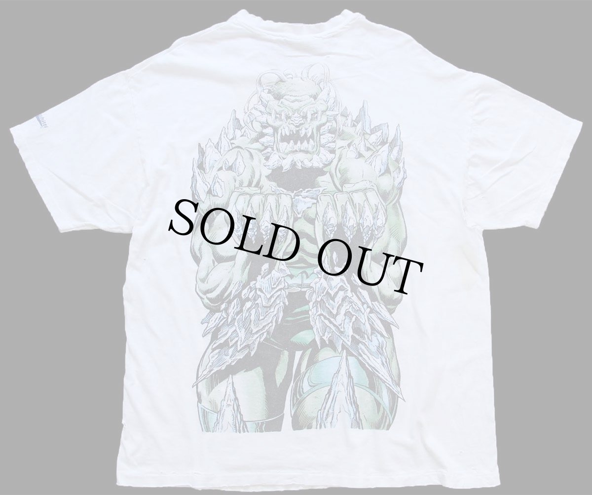 画像2: 90s Hanes Superman スーパーマン Doomsday 両面プリント コットンTシャツ ボロ 白 XL (2)