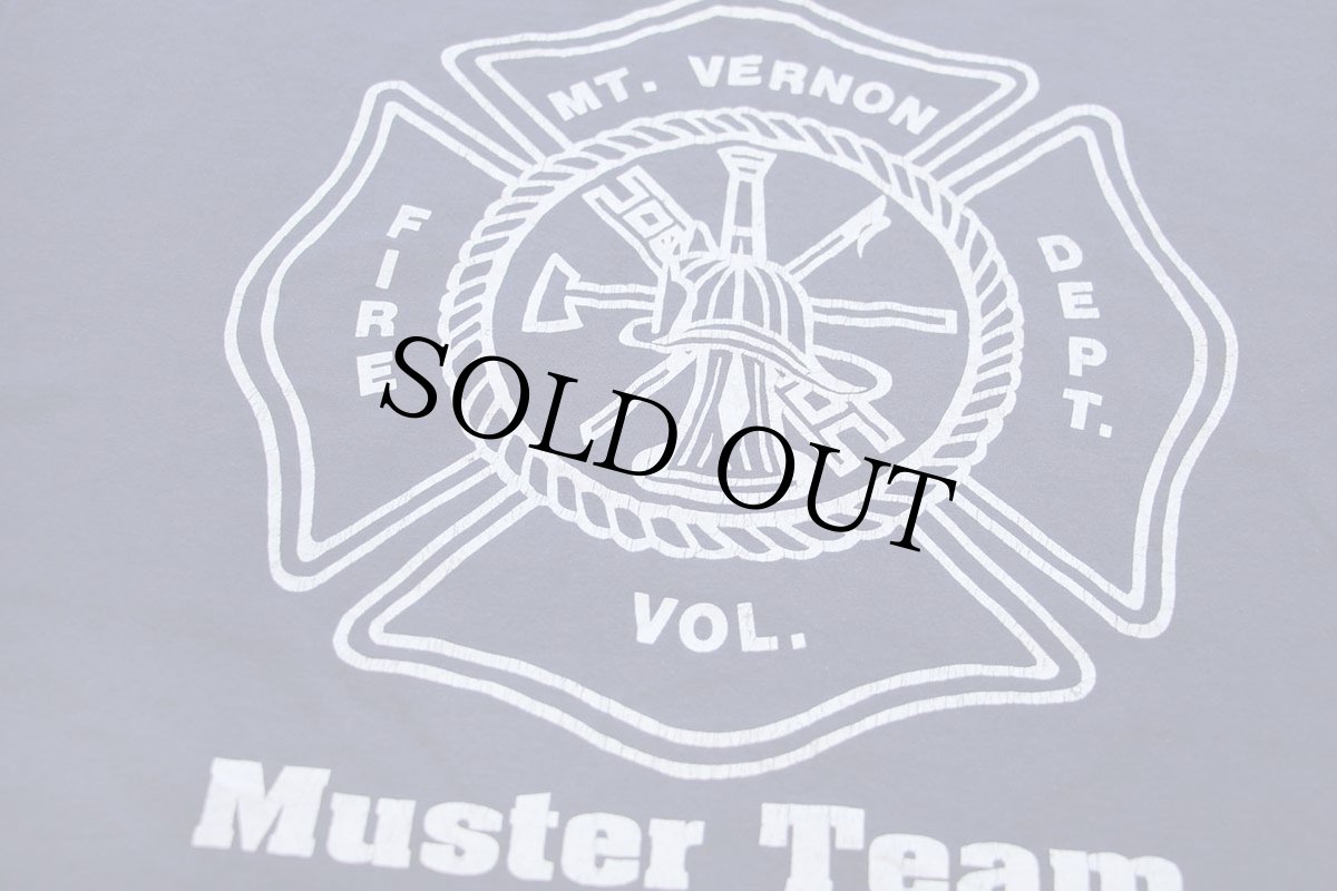 画像4: 90s USA製 Hanes MT.VERNON FIRE DEPT. Muster Team 両面プリント Tシャツ 紺 XL (4)