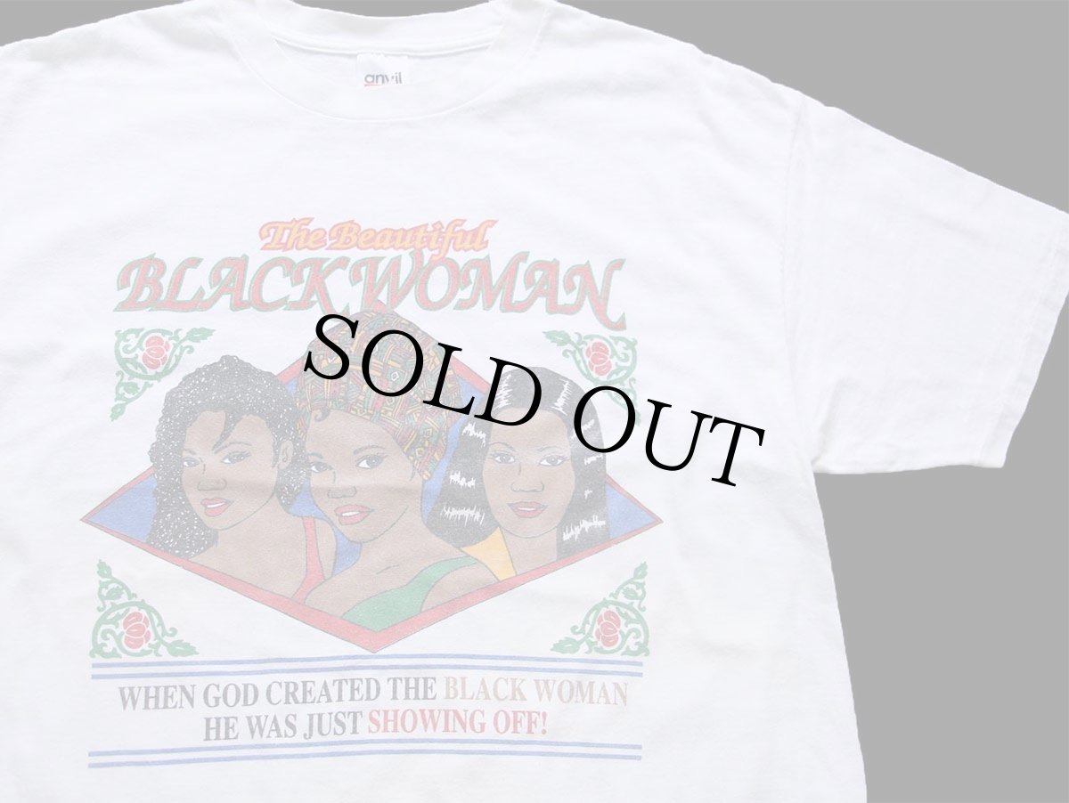 画像1: 90s The Beautiful BLACK WOMAN コットンTシャツ 白 XL (1)