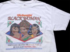 画像1: 90s The Beautiful BLACK WOMAN コットンTシャツ 白 XL (1)