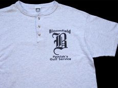 画像1: 90s Bloomfield Pawlak's Gulf Service 14 ナンバリング ヘンリーネック Tシャツ 杢ライトグレー L (1)
