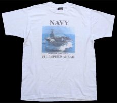 画像2: 90s USA製 NAVY USS ABRAHAM LINCOLN CVN 72 航空母艦 フォトプリント Tシャツ 白 L (2)