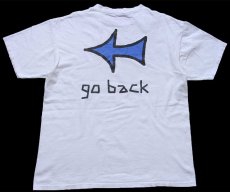 画像1: 90s Virtual Emporium, inc. ロゴ go back 矢印 両面プリント コットンTシャツ 白 L (1)