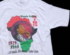 画像1: 80s USA製 Martin Luther King キング牧師 ...to make his dream come true. コットンTシャツ 白 L (1)