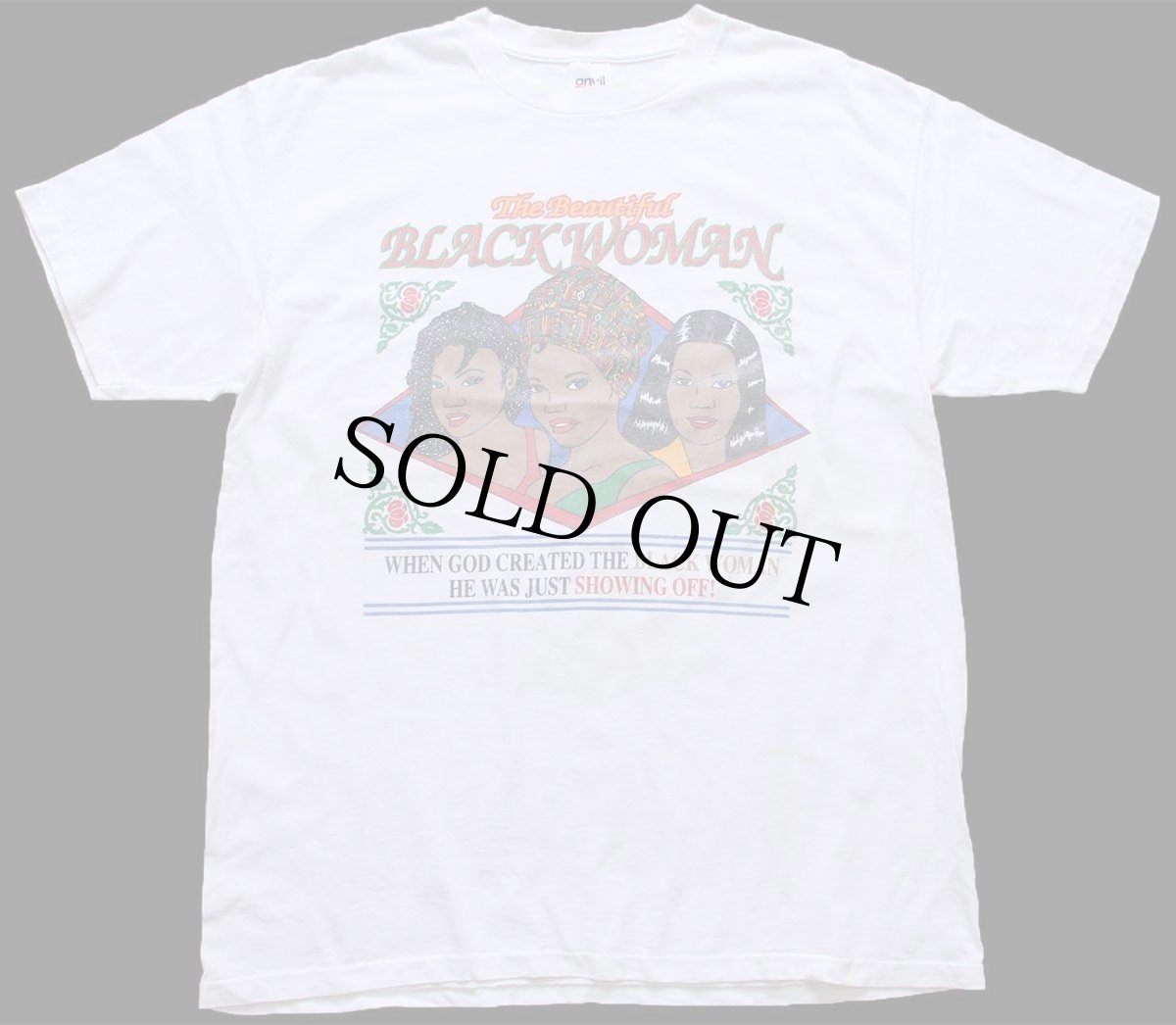 画像2: 90s The Beautiful BLACK WOMAN コットンTシャツ 白 XL (2)