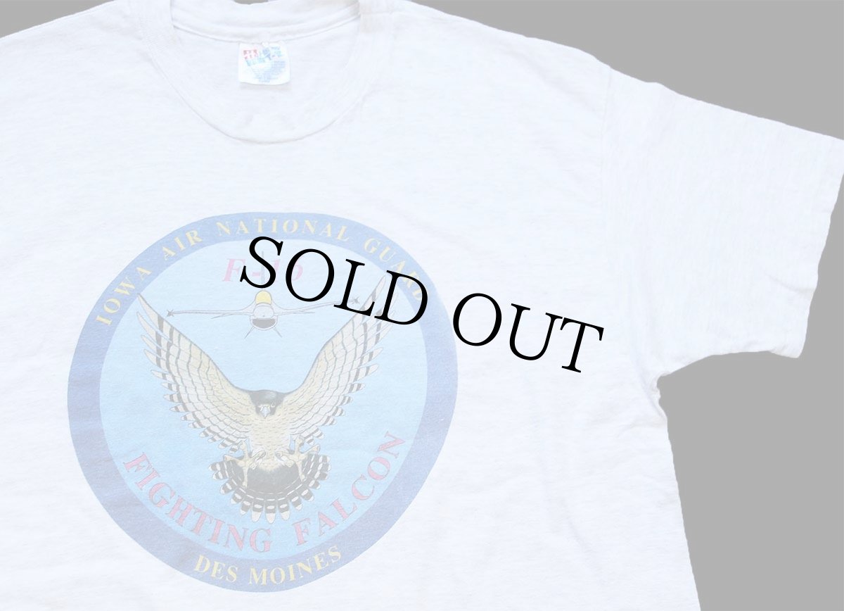 画像1: 90s USA製 Hanes F-16 FIGHTING FALCON 戦闘機 コットンTシャツ 杢ライトグレー XL (1)