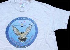 画像1: 90s USA製 Hanes F-16 FIGHTING FALCON 戦闘機 コットンTシャツ 杢ライトグレー XL (1)