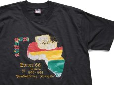 画像1: 90s USA製 EBONE 66 Standing Strong...Moving On アフリカ ラスタ Tシャツ 黒 L (1)