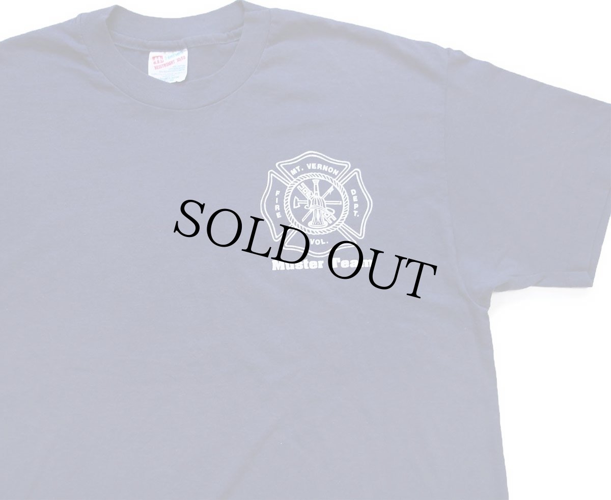 画像1: 90s USA製 Hanes MT.VERNON FIRE DEPT. Muster Team 両面プリント Tシャツ 紺 XL (1)