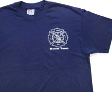 画像1: 90s USA製 Hanes MT.VERNON FIRE DEPT. Muster Team 両面プリント Tシャツ 紺 XL (1)