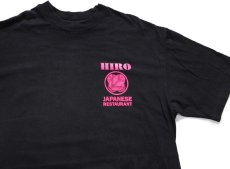 画像3: 90s USA製 Hanes HIRO ひろ MIAMI JAPANESE RESTAURANT 蛍光プリント コットンTシャツ 黒 M (3)