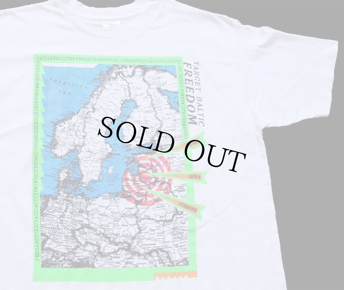 画像1: 90s TARGET BALTIC FREEDOM ESTONIA LATVIA LITHUANIA バルト三国 マップ コットンTシャツ 白 XL (1)